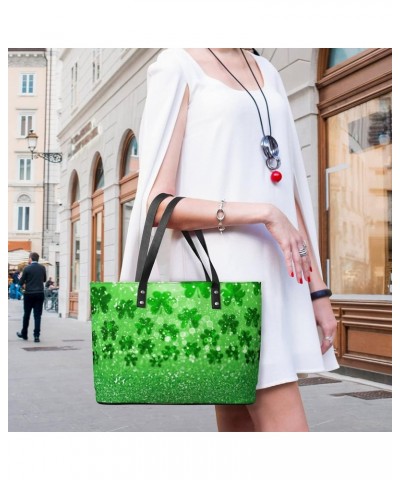 Womens Handbag Irish Shamrock Clovers Leather Tote Bag Top Handle Satchel Bags For Lady $19.94 Totes