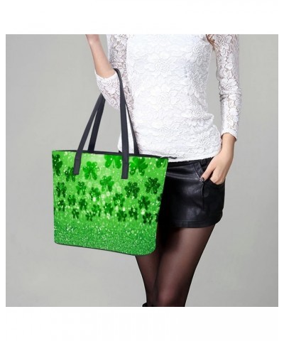 Womens Handbag Irish Shamrock Clovers Leather Tote Bag Top Handle Satchel Bags For Lady $19.94 Totes