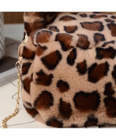 Plush Leopard Tote Bag with Chain Fluffy Cheetah Print Crossbody Purse Y2k Hobo Handbag Faux Fur Winter Bag (Pink) Gray $23.4...