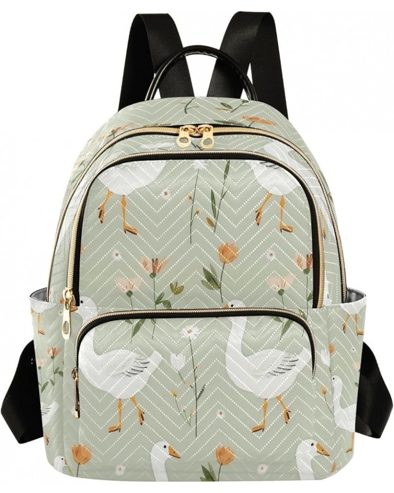 Goose Duck Flower Floral Women Backpack Purse Ladies Fashion Shoulder Bag Daypack Travel Bag 7.5L Small $18.28 Backpacks