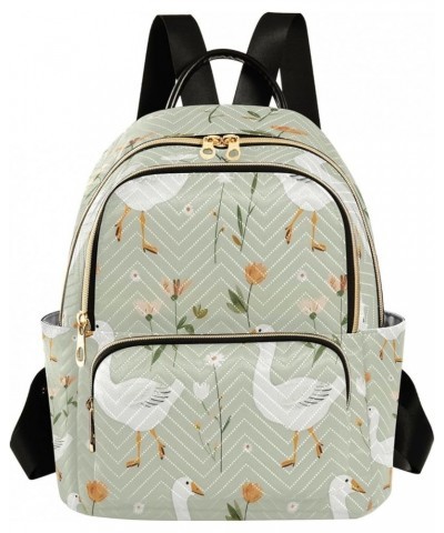 Goose Duck Flower Floral Women Backpack Purse Ladies Fashion Shoulder Bag Daypack Travel Bag 7.5L Small $18.28 Backpacks