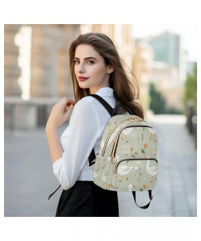 Goose Duck Flower Floral Women Backpack Purse Ladies Fashion Shoulder Bag Daypack Travel Bag 7.5L Small $18.28 Backpacks