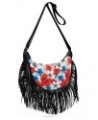 Red Blue Hibiscus Flowers Fringe Bag for Women Cross Body Bag Tassel Shoulder Bag Satchel $14.84 Crossbody Bags