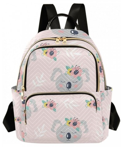 Women Backpack Koala Bear Pink Flower Summer Leaves Anti-Theft Travel Backpack with Luggage Belt Lightweight Handbag Lady Pur...