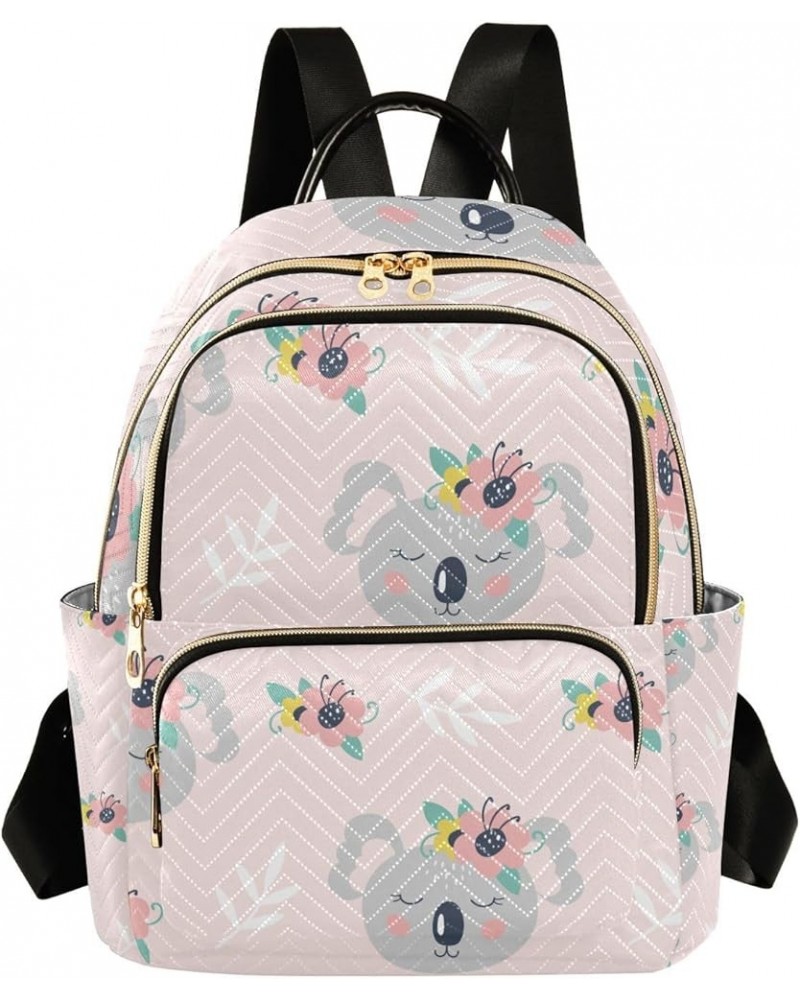 Women Backpack Koala Bear Pink Flower Summer Leaves Anti-Theft Travel Backpack with Luggage Belt Lightweight Handbag Lady Pur...