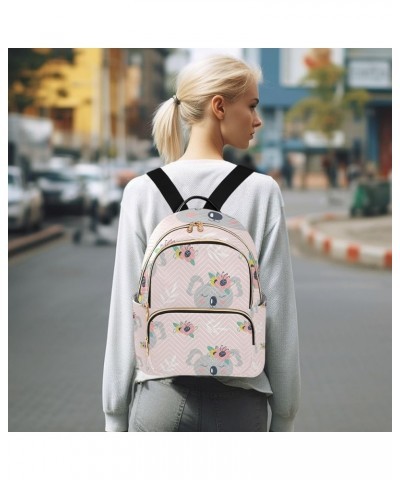 Women Backpack Koala Bear Pink Flower Summer Leaves Anti-Theft Travel Backpack with Luggage Belt Lightweight Handbag Lady Pur...