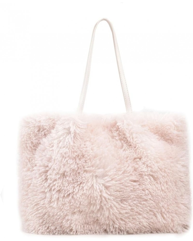 Fluffy Tote Bag, Winter Large Capacity Furry Purse for Women Faux Fur Bag Fuzzy Handbags White $14.27 Totes