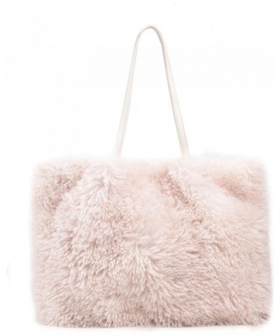 Fluffy Tote Bag, Winter Large Capacity Furry Purse for Women Faux Fur Bag Fuzzy Handbags White $14.27 Totes