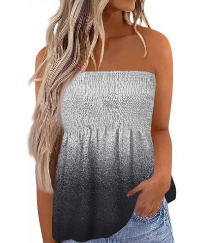 Going Out Tops for Women Off Shoulder Sleeveless Work Shirt Printing 2024 Summer Basic Tops Loose Fit Tube Tops 4-dark Gray $...