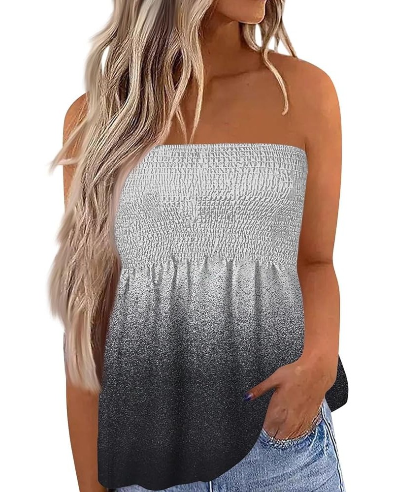 Going Out Tops for Women Off Shoulder Sleeveless Work Shirt Printing 2024 Summer Basic Tops Loose Fit Tube Tops 4-dark Gray $...