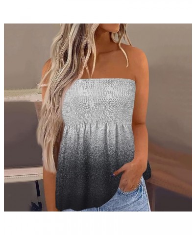 Going Out Tops for Women Off Shoulder Sleeveless Work Shirt Printing 2024 Summer Basic Tops Loose Fit Tube Tops 4-dark Gray $...