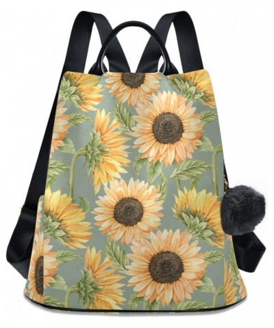 Sunflower Flowers on Green Background Backpack Purse for Women Travel Casual Daypack College Bookbag Work Business Ladies Sho...