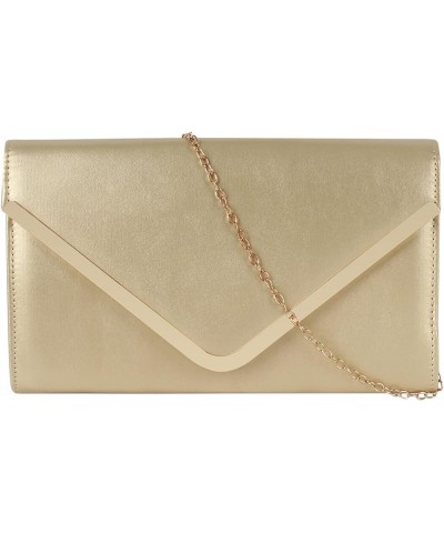 Women Patent Leather Envelope Clutch Purse Shiny Foldover PU Leather Shoulder Handbag Gold $16.19 Evening Bags