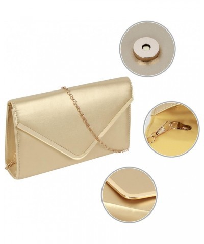 Women Patent Leather Envelope Clutch Purse Shiny Foldover PU Leather Shoulder Handbag Gold $16.19 Evening Bags