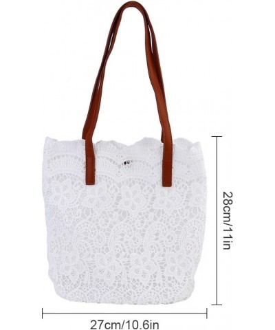 Elegant Lace Shoulder Bag All-match Embroidery Bag Shopping Shoulder Bag White $12.31 Shoulder Bags