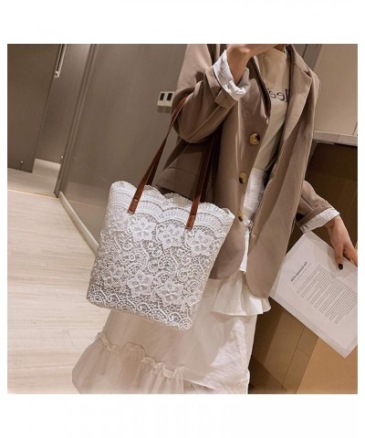 Elegant Lace Shoulder Bag All-match Embroidery Bag Shopping Shoulder Bag White $12.31 Shoulder Bags