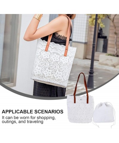 Elegant Lace Shoulder Bag All-match Embroidery Bag Shopping Shoulder Bag White $12.31 Shoulder Bags