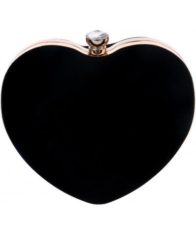 Women Velvet Heart Shape Clutch Evening Bag Tote Chain Shoulder Purse,Mother's Day Gift B - Black $18.87 Evening Bags