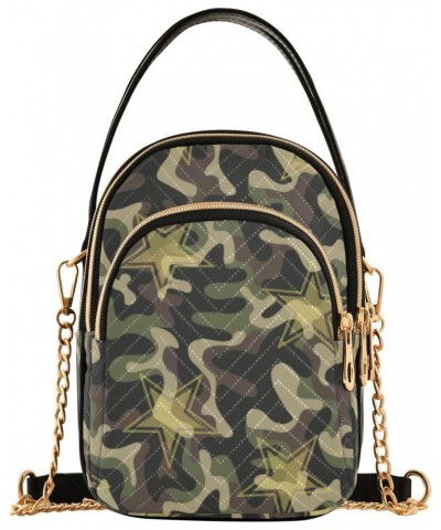 Camouflage Stars Pattern Quilted Crossbody Bag for Women, Small Cell Phone Bag Shoulder Handbags Purse with Leather Strap $14...