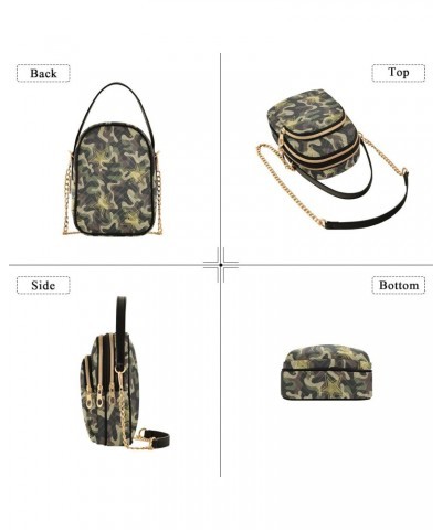 Camouflage Stars Pattern Quilted Crossbody Bag for Women, Small Cell Phone Bag Shoulder Handbags Purse with Leather Strap $14...