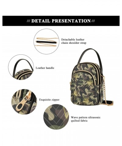 Camouflage Stars Pattern Quilted Crossbody Bag for Women, Small Cell Phone Bag Shoulder Handbags Purse with Leather Strap $14...