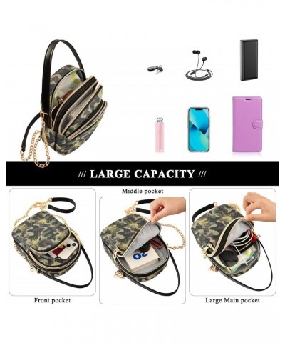 Camouflage Stars Pattern Quilted Crossbody Bag for Women, Small Cell Phone Bag Shoulder Handbags Purse with Leather Strap $14...