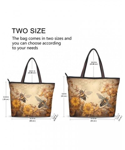 Women Tote Bags Flowers Floral Bee Top Handle Satchel Handbags Shoulder Bag for Shopping 20849990 $10.29 Totes