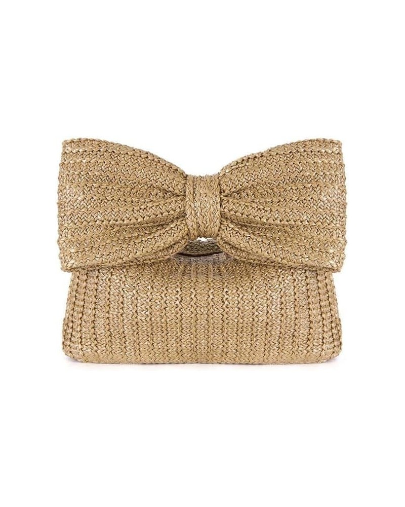 Women Straw Clutch Purse Woven Bowknot Envelope Handbag Wedding Clutch Bag for Vocation Party $31.73 Evening Bags