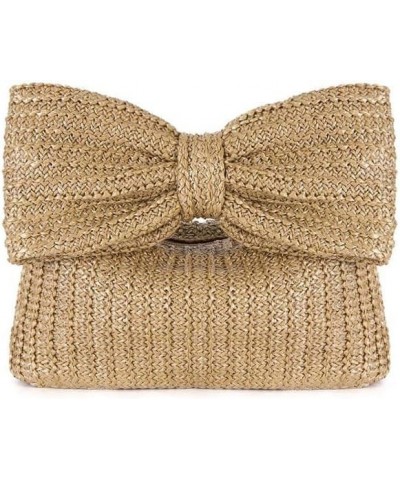 Women Straw Clutch Purse Woven Bowknot Envelope Handbag Wedding Clutch Bag for Vocation Party $31.73 Evening Bags