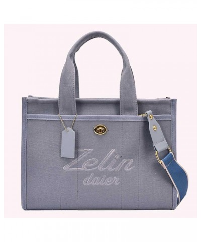 Women Letter Canvas Tote Bag Canvas Top-Handle Bag Adjustable Strap Canvas Shoulder Bags for Work Travel 2024 Blue $15.88 Totes