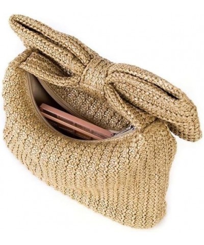 Women Straw Clutch Purse Woven Bowknot Envelope Handbag Wedding Clutch Bag for Vocation Party $31.73 Evening Bags