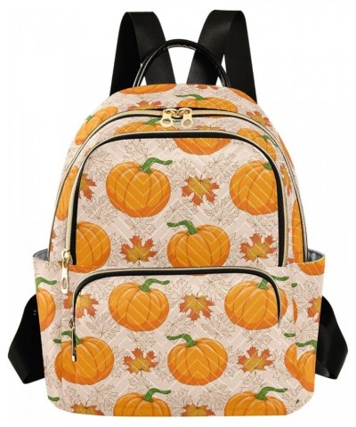 Orange Pumpkin Fall Maple Backpack Purse for Women Small Mini Women's Fashion Backpack Back Pack Handbag Lady Purse,M Small $...