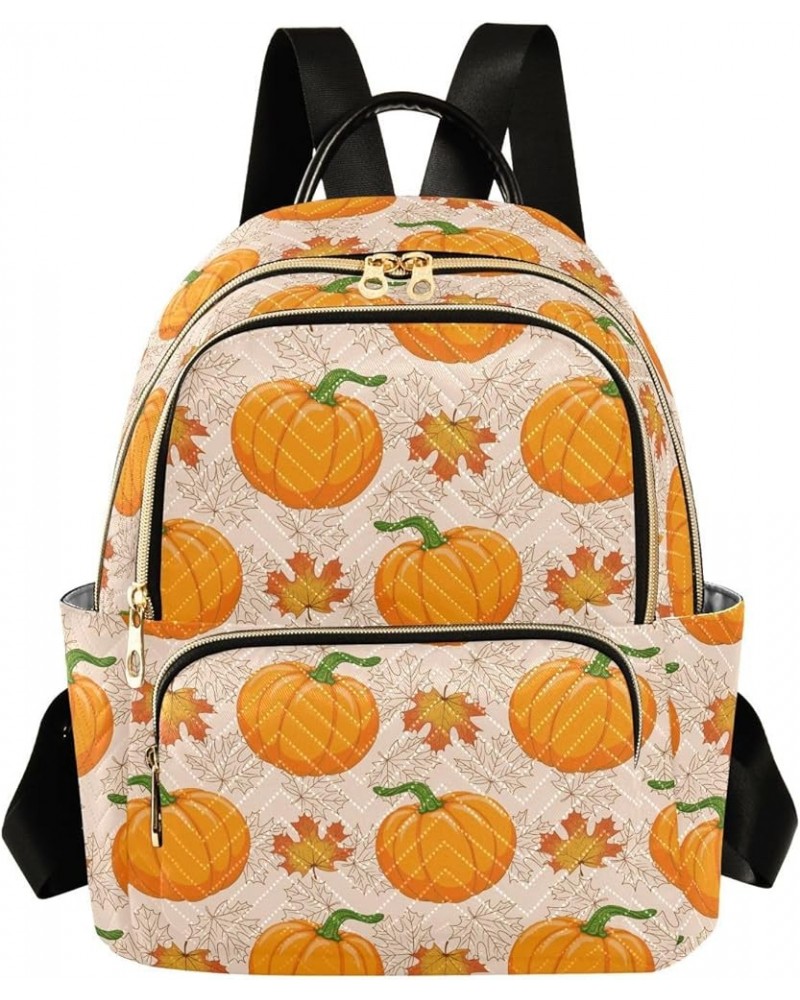 Orange Pumpkin Fall Maple Backpack Purse for Women Small Mini Women's Fashion Backpack Back Pack Handbag Lady Purse,M Small $...