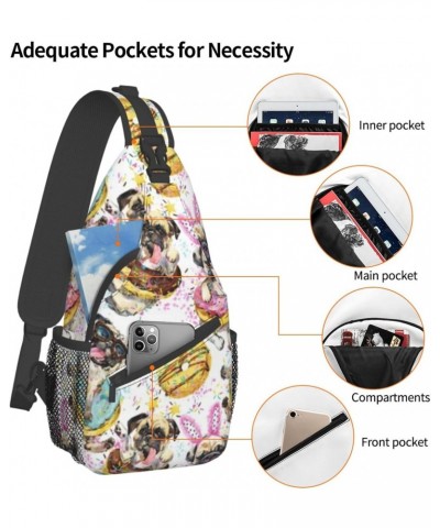 Cute Watercolor Dog Donuts Cross Chest Bag Diagonally Unisex Crossbody Backpack Travel Backpack, Lightweight Casual Chest Day...