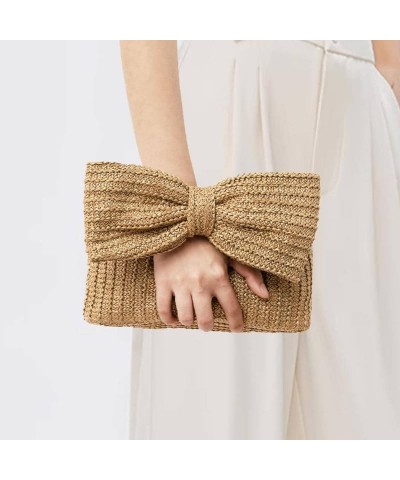 Women Straw Clutch Purse Woven Bowknot Envelope Handbag Wedding Clutch Bag for Vocation Party $31.73 Evening Bags