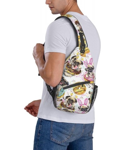 Cute Watercolor Dog Donuts Cross Chest Bag Diagonally Unisex Crossbody Backpack Travel Backpack, Lightweight Casual Chest Day...