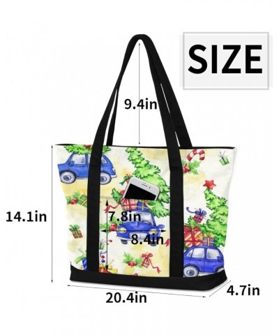 Tote Bag for Women Canvas Shoulder Bag Large Casual Handbag Lightweight Tote Bag with Zipper for Work Travel Shopping Christm...