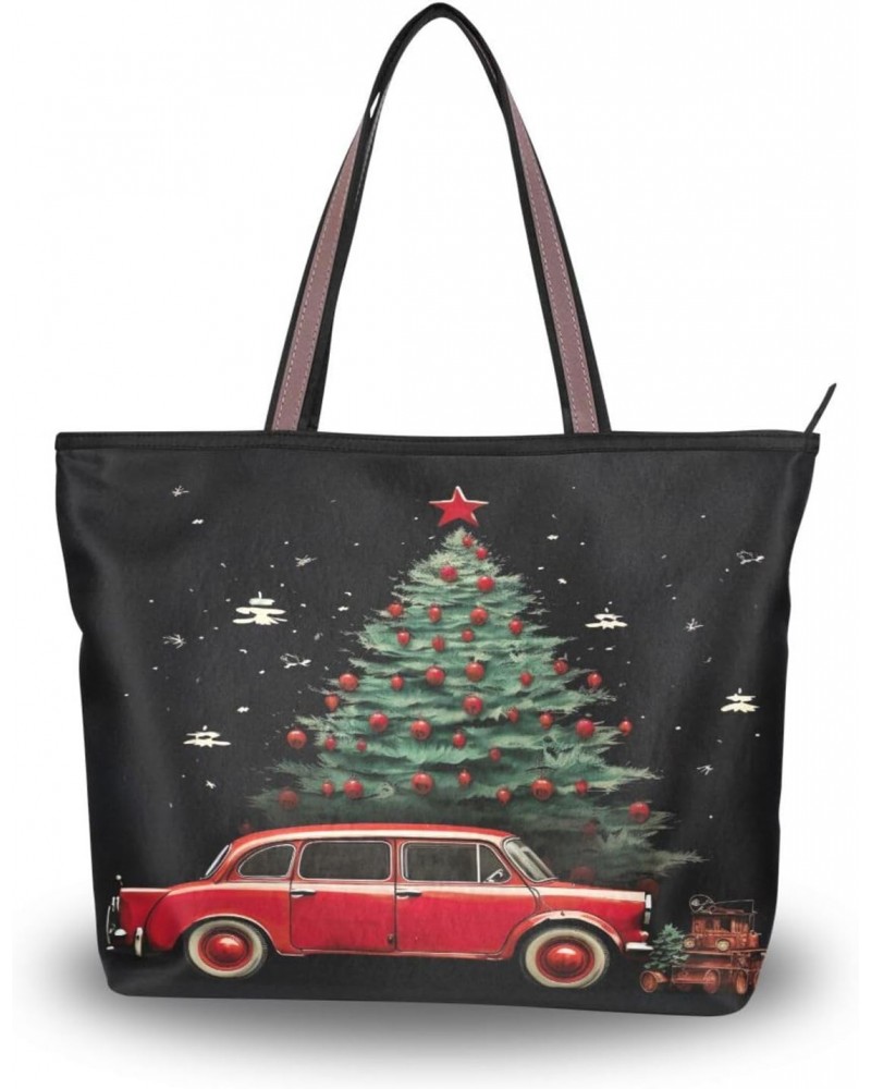 Women Tote Bags Christmas Tree Red Truck Top Handle Satchel Handbags Shoulder Bag for Shopping L 20847411 $8.40 Satchels