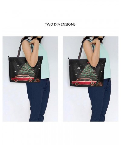 Women Tote Bags Christmas Tree Red Truck Top Handle Satchel Handbags Shoulder Bag for Shopping L 20847411 $8.40 Satchels