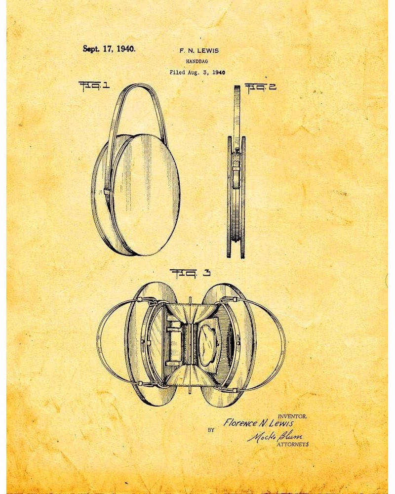 Handbag Patent Print Blueprint (24" x 30") M12918 24" x 36" Golden Look $24.81 Handbags