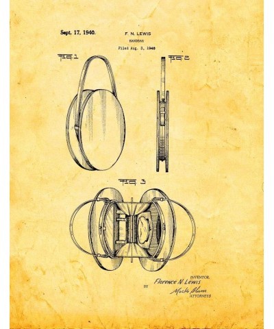 Handbag Patent Print Blueprint (24" x 30") M12918 24" x 36" Golden Look $24.81 Handbags