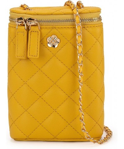 Small Crossbody Cell Phone Purse for Women Soft Chain Quilted Cellphone Wallet Bag E Cylinder Must Yellow $12.42 Crossbody Bags