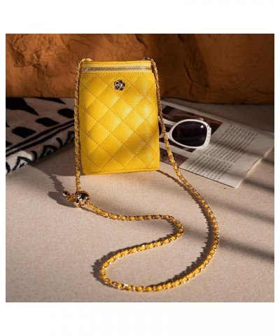 Small Crossbody Cell Phone Purse for Women Soft Chain Quilted Cellphone Wallet Bag E Cylinder Must Yellow $12.42 Crossbody Bags