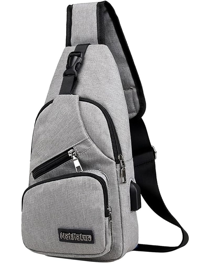 Crossbody Shoulder Bag - Waterproof Strap Bag With USB Hole for Men Women,for Hiking,Walking,Biking (Gray) Gray $22.83 Crossb...