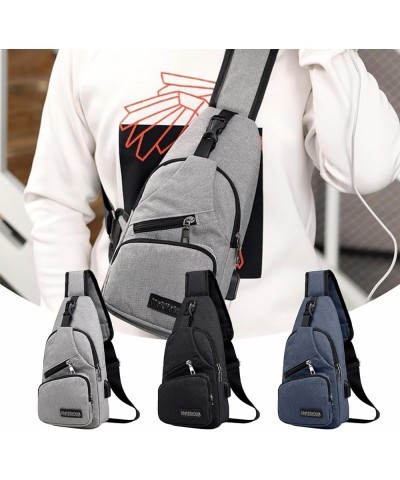 Crossbody Shoulder Bag - Waterproof Strap Bag With USB Hole for Men Women,for Hiking,Walking,Biking (Gray) Gray $22.83 Crossb...