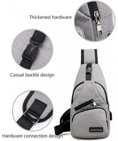 Crossbody Shoulder Bag - Waterproof Strap Bag With USB Hole for Men Women,for Hiking,Walking,Biking (Gray) Gray $22.83 Crossb...