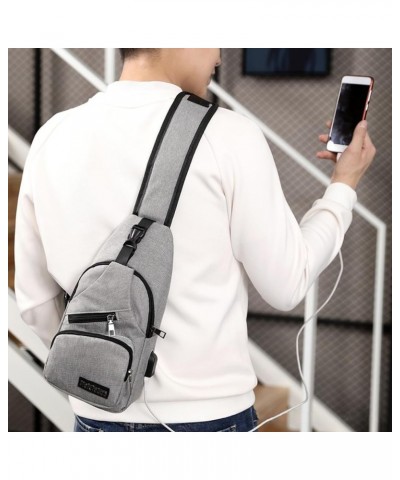 Crossbody Shoulder Bag - Waterproof Strap Bag With USB Hole for Men Women,for Hiking,Walking,Biking (Gray) Gray $22.83 Crossb...