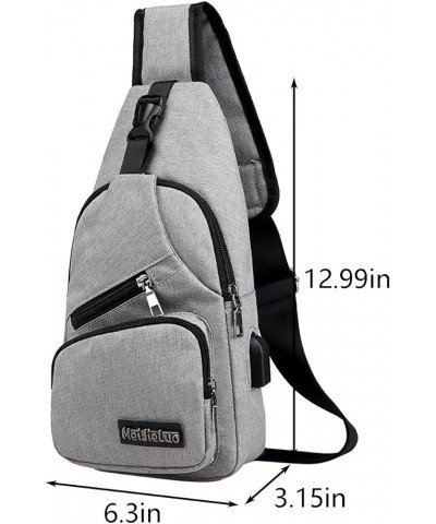 Crossbody Shoulder Bag - Waterproof Strap Bag With USB Hole for Men Women,for Hiking,Walking,Biking (Gray) Gray $22.83 Crossb...