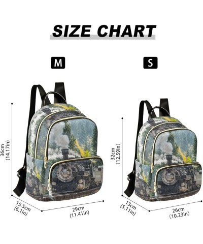 Women Backpack Steam Train Mountain Anti-Theft Travel Backpack with Luggage Belt Lightweight Handbag Lady Purse Roomy Double ...