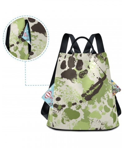 Women Fashion Backpack - Paw Print Green, Anti Theft Casual Daypack Shoulder Bag Purse for Travel Work 15 inches $23.77 Backp...